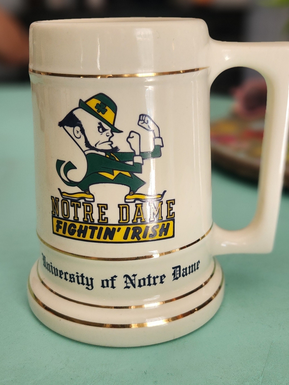 Vintage Fightin' Irish Ceramic Beer Stein - Cream/Green/Gold